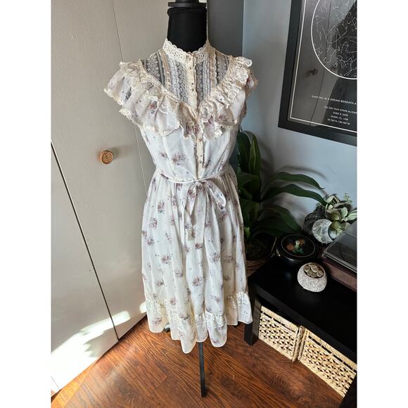 Vintage 70s Gunne Sax Jeunes Filles by Jessica Prairie Dress Size 14 Floral RARE - Picture 3 of 13